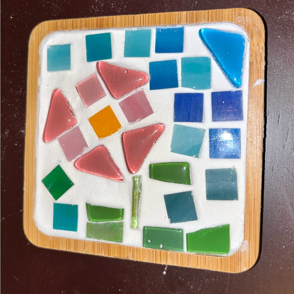 Mosaic pink flower 🌸 coaster